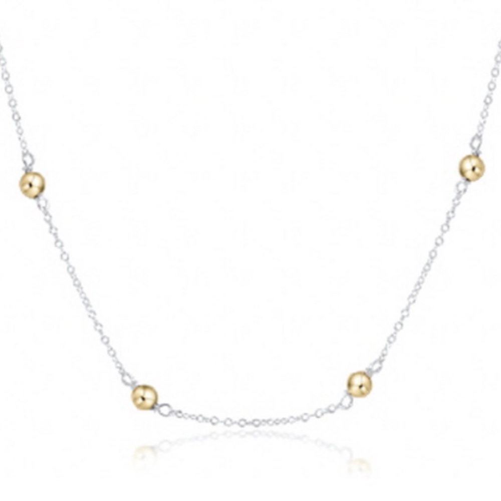 E Newton Gold Bead Necklace on Silver Chain